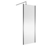 Nuie Wetroom Screen Outer Frame, Durable Frameless Fixed Bathroom Glass Shower Screen In Brushed Pewter Finish, 800mm