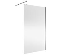 Nuie Wetroom Shower Screen with Support Bar | Brushed Pewter | Aluminium | 1200mm x 1850mm