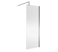 Nuie Wetroom Shower Screen with Support Bar | Brushed Pewter | Aluminium | 800mm x 1850mm