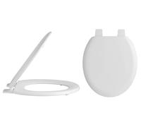 Nuie White Traditional Round Wooden Toilet Seat with Bottom Fix Hinge