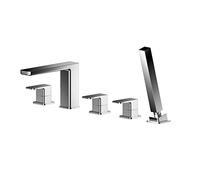 nuie WIN314 Windon | Modern Bathroom Deck Mounted 5 Tap Hole Bath Shower Mixer with Lever Handles, 135mm, Chrome