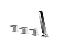 nuie WIN334 Windon | Modern Bathroom Deck Mounted 4 Tap Hole Bath Shower Mixer Tap with Lever Handles (No Spout), 54mm, Chrome