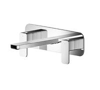 nuie WIN350 Windon | Modern Bathroom Wall Mount 3 Tap Hole Basin Mixer Tap with Lever Handles and Plate, 75mm, Chrome