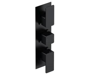 nuie WIN4TR03 Windon | Modern Bathroom Concealed Square Triple Thermostatic Shower Valve with Diverter, 300mm, Matt Black