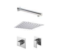 Nuie Windon 1 Outlet Concealed Thermostatic Shower Bundle with Fixed Head and Wall Arm | Chrome | Brass | 200mm x 125mm x 200mm