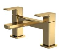 Nuie Windon Brushed Brass Twin Lever Deck-Mounted Bath Filler Win803