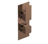 Nuie Windon Brushed Bronze Twin Concealed Thermostatic Shower Valve | Brushed Brass | 80mm x 215mm x 135mm