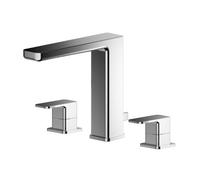 Nuie Windon Deck Mounted 3 Tap Hole Basin Mixer with Pop-up Waste | Chrome | Brass | 250mm x 160mm x 152mm