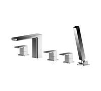 Nuie Windon Deck Mounted 5 Tap Hole Bath Shower Mixer | Chrome | Brass | 535mm x 135mm x 222mm