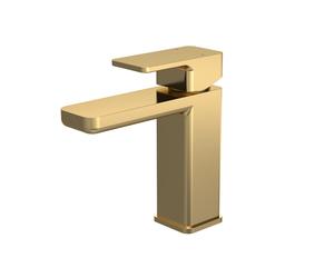 Nuie Windon Mono Basin Mixer Tap with Push Button Waste | Brushed Brass | 50mm x 160mm x 152mm