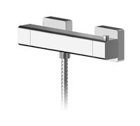 Nuie Windon Square Thermostatic Shower Bar Valve with Bottom Outlet | Chrome | Brass | 261mm x 55mm x 65mm