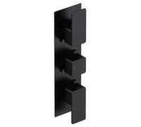 Nuie Windon Triple Concealed Thermostatic Shower Valve | Matt Black | Brass | 80mm x 298mm x 135mm