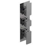 Nuie Windon Triple Concealed Thermostatic Shower Valve with Diverter | Brushed Pewter | Metal | 120mm x 300mm x 135mm