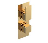 Nuie Windon Twin Concealed Thermostatic Shower Valve | Brushed Brass | 80mm x 217mm x 136mm