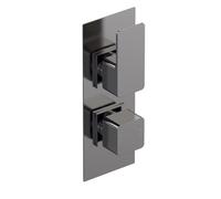 Nuie Windon Twin Concealed Thermostatic Shower Valve with Diverter | Brushed Pewter | Metal | 120mm x 215mm x 135mm