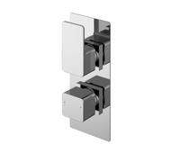 Nuie Windon Twin Concealed Thermostatic Shower Valve with Diverter | Chrome | Brass | 80mm x 216.5mm x 135mm