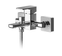 Nuie Windon Wall Mounted Bath Shower Mixer Tap and Kit | Chrome | Brass | 180mm x 105mm x 141mm