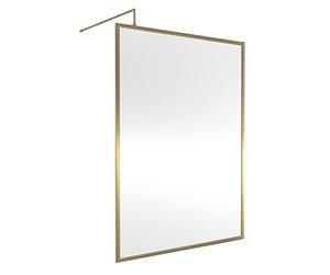 nuie WRFBB1814 Modern Bathroom Full Outer Frame 8mm Toughened Safety Glass 1850mm Wetroom Screen & Support Arm, 1400mm, Brushed Brass