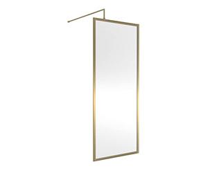 nuie WRFBB1876 Modern Bathroom Full Outer Frame 8mm Toughened Safety Glass 1850mm Wetroom Screen & Support Arm, 760mm, Brushed Brass