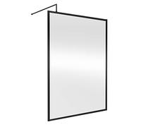 nuie WRFBP1814 Modern Bathroom Full Outer Frame 8mm Toughened Safety Glass 1850mm Wetroom Screen & Support Arm, 1400mm, Satin Black