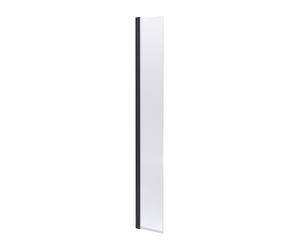 nuie WRSBP030HC Modern Bathroom Wetroom Hinged 8mm Toughened Safety Glass Flipper Screen with Support Bar, 322 x 1850 x 27mm, Matt Black