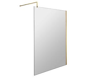 nuie WRSCBB012 Modern Bathroom 8mm Toughened Safety Glass Wetroom Screen with Support Bar, 1200mm, Brushed Brass