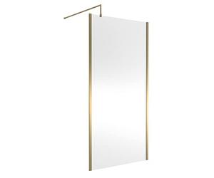 nuie WRSCOBB10 Modern Bathroom Outer Framed Wall Fixed Wetroom Screen with Support Arm, 1000mm, Brushed Brass