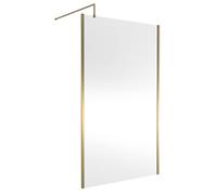nuie WRSCOBB12 Modern Bathroom Outer Framed Wall Fixed Wetroom Screen with Support Arm, 1200mm, Brushed Brass