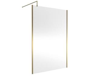 nuie WRSCOBB14 Modern Bathroom Outer Framed Wall Fixed Wetroom Screen with Support Arm, 1400mm, Brushed Brass