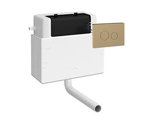 nuie XTY011M03 Ceramics Accessories Pneumatic Dual Flush Universal Access Concealed Cistern and Push Button Plate, 296mm, Brushed Brass