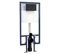 nuie Dual Flush Concealed Cistern Frame Round Plate - Black