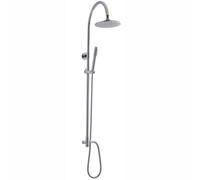 Nuie Zephyr Shower Kit A366, Polished Chrome Round Head & Minimalist Handset With Chrome-Plated Brass Riser