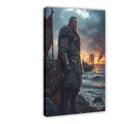 NUIHAGF Alfred The Great on Wessex Shores Canvas Poster Bedroom Decor Landscape Office Room Decor Gift 12x18inch(30x45cm)