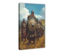 NUIHAGF Anglo-Saxon Warriors, Sutton Hoo Helmet And Shield Canvas Poster Wall Art Decor Print Picture Paintings for Living Room Bedroom Decoration 12x18inch(30x45cm)