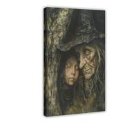 NUIHAGF Baba Yaga Fine Art Print - Enigmatic Sorceress Canvas Poster Wall Art Decor Print Picture Paintings for Living Room Bedroom Decoration 20x30inch(50x75cm)