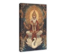 NUIHAGF Brahma Art Print, Hindu God on Swan Canvas Poster Wall Art Decor Print Picture Paintings for Living Room Bedroom Decoration 20x30inch(50x75cm)