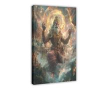 NUIHAGF Brahma Four-Faced Deity Art, Cosmic Hindu God Canvas Poster Bedroom Decor Landscape Office Room Decor Gift 20x30inch(50x75cm)