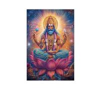 NUIHAGF Brahma Hindu Creator God Print, Cosmic Lotus Scene Canvas Poster Bedroom Decor Landscape Office Room Decor Gift 20x30inch(50x75cm)