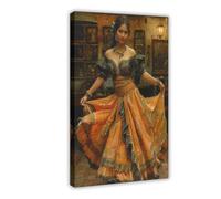 NUIHAGF Female Tinikling Dancer Art Print Canvas Poster Bedroom Decor Landscape Office Room Decor Gift 16x24inch(40x60cm)