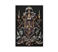 NUIHAGF French Coat of Arms Antique Style Wall Art Canvas Poster Wall Art Decor Print Picture Paintings for Living Room Bedroom Decoration 12x18inch(30x45cm)
