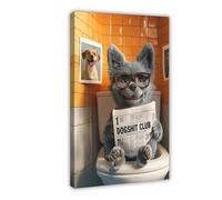 NUIHAGF Funny Dog Art Print, Whimsical Canine Humor Canvas Poster Wall Art Decor Print Picture Paintings for Living Room Bedroom Decoration 24x36inch(60x90cm)