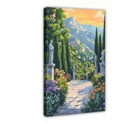 NUIHAGF Garden of The Gods on Mount Olympus with Statues And Flowers Canvas Poster Wall Art Decor Print Picture Paintings for Living Room Bedroom Decoration 16x24inch(40x60cm)