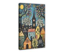 NUIHAGF German Storybook Village Art Print Canvas Poster Wall Art Decor Print Picture Paintings for Living Room Bedroom Decoration 20x30inch(50x75cm)
