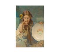 NUIHAGF Girl with A Plate with A Folk Motif Canvas Poster Bedroom Decor Landscape Office Room Decor Gift 16x24inch(40x60cm)