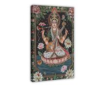 NUIHAGF Goddess Saraswati Pattachitra Art Print Canvas Poster Wall Art Decor Print Picture Paintings for Living Room Bedroom Decoration 12x18inch(30x45cm)
