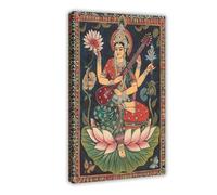 NUIHAGF Goddess Saraswati Pattachitra Print Canvas Poster Wall Art Decor Print Picture Paintings for Living Room Bedroom Decoration 12x18inch(30x45cm)
