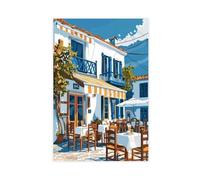 NUIHAGF Greek Taverna Art Print Canvas Poster Wall Art Decor Print Picture Paintings for Living Room Bedroom Decoration 08x12inch(20x30cm)