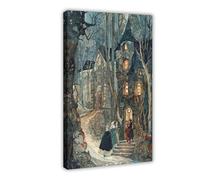 NUIHAGF Grimm's Fairy Tales Illustration Canvas Poster Bedroom Decor Landscape Office Room Decor Gift 16x24inch(40x60cm)