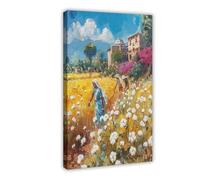NUIHAGF Indian Cotton Farmers, Vibrant Village Painting Canvas Poster Wall Art Decor Print Picture Paintings for Living Room Bedroom Decoration 08x12inch(20x30cm)
