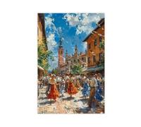 NUIHAGF Krakow Market Square Polish Folk Dance Painting Canvas Poster Wall Art Decor Print Picture Paintings for Living Room Bedroom Decoration 12x18inch(30x45cm)
